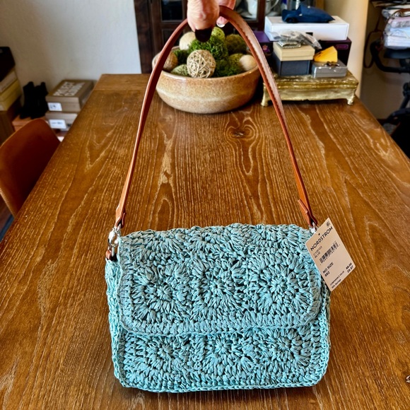 NWT Sol & Mer straw crochet square handbag - Picture 5 of 10